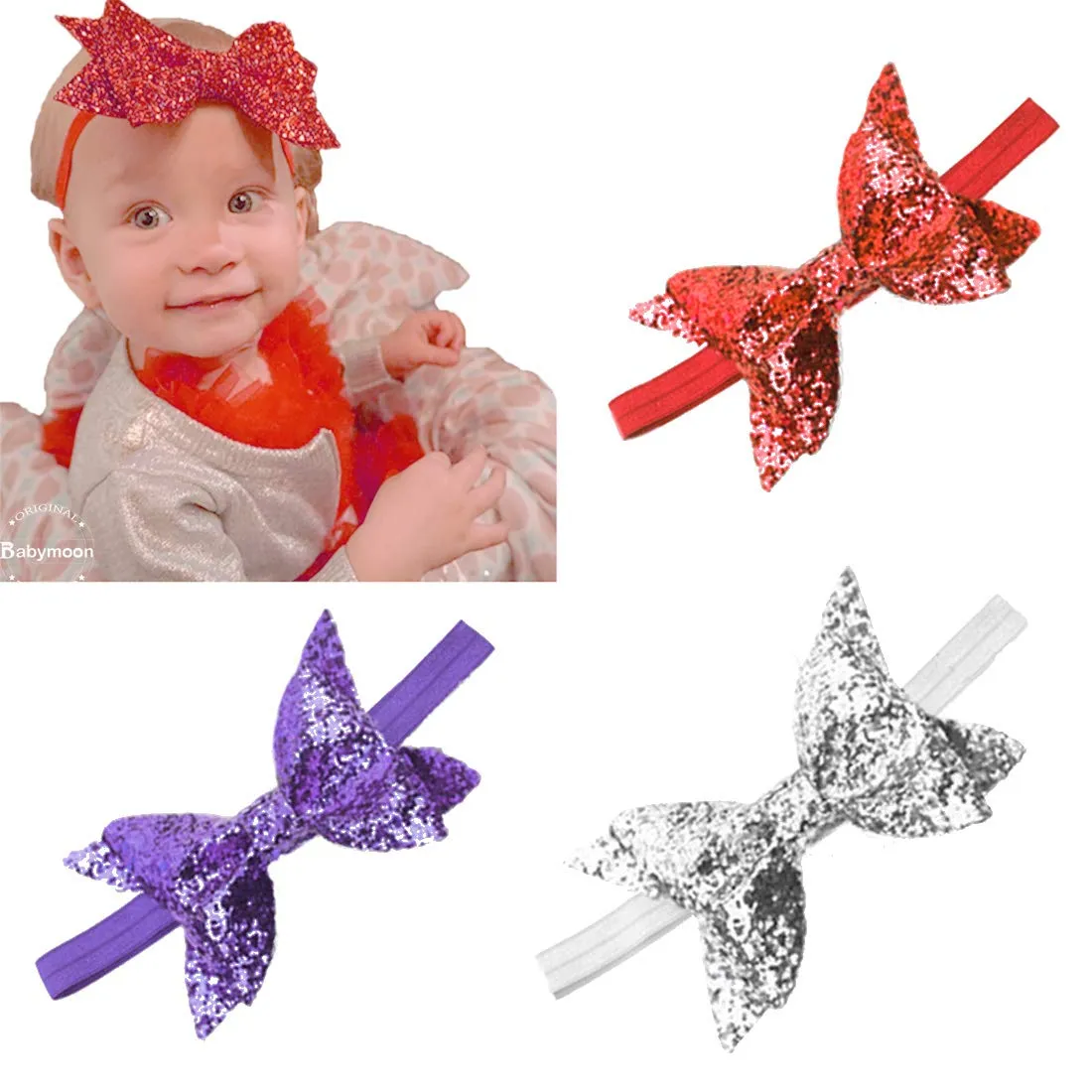 Babymoon Glittering Bow Hairbands Headbands
