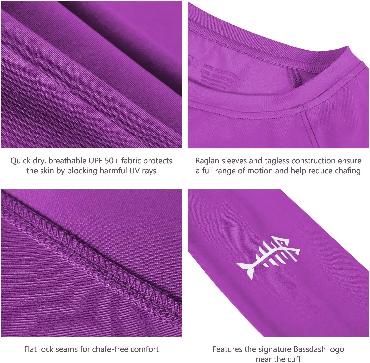 BASSDASH Womens UPF 50  UV Sun Protection T-Shirt Long Sleeve Fishing Hiking Performance Shirts