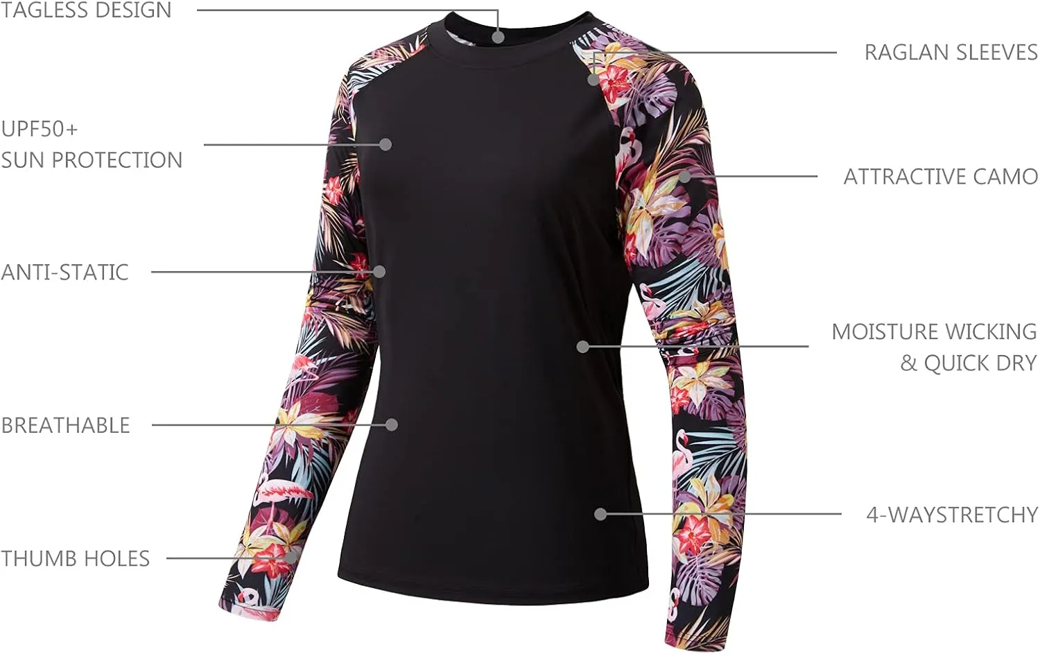 BASSDASH Womens UPF 50  UV Sun Protection T-Shirt Long Sleeve Fishing Hiking Performance Shirts