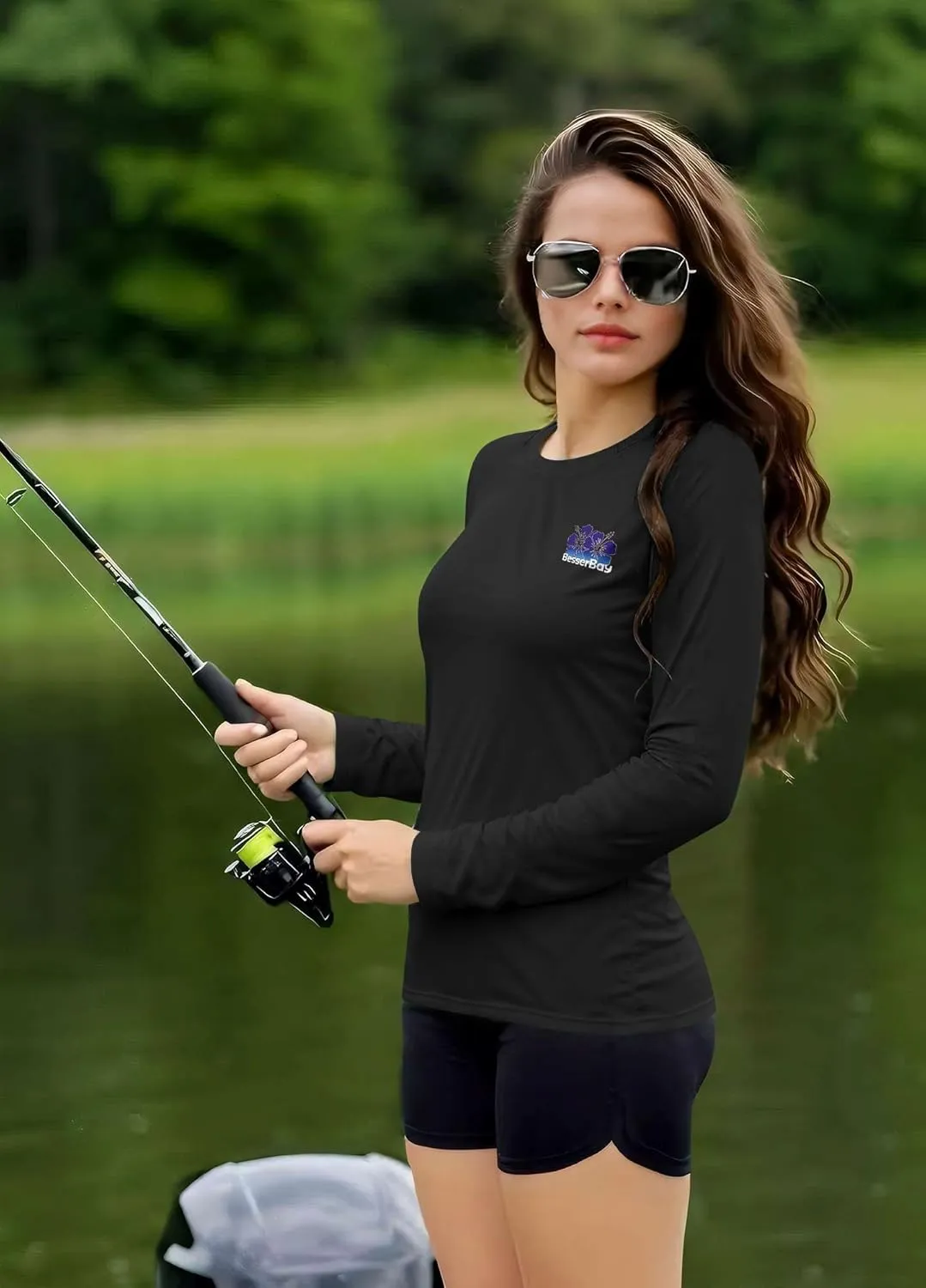 BesserBay Womens UPF 50  Long Sleeve Rash Guard Sun Protection Outdoor Performance Shirts for Hiking Swim Fishing