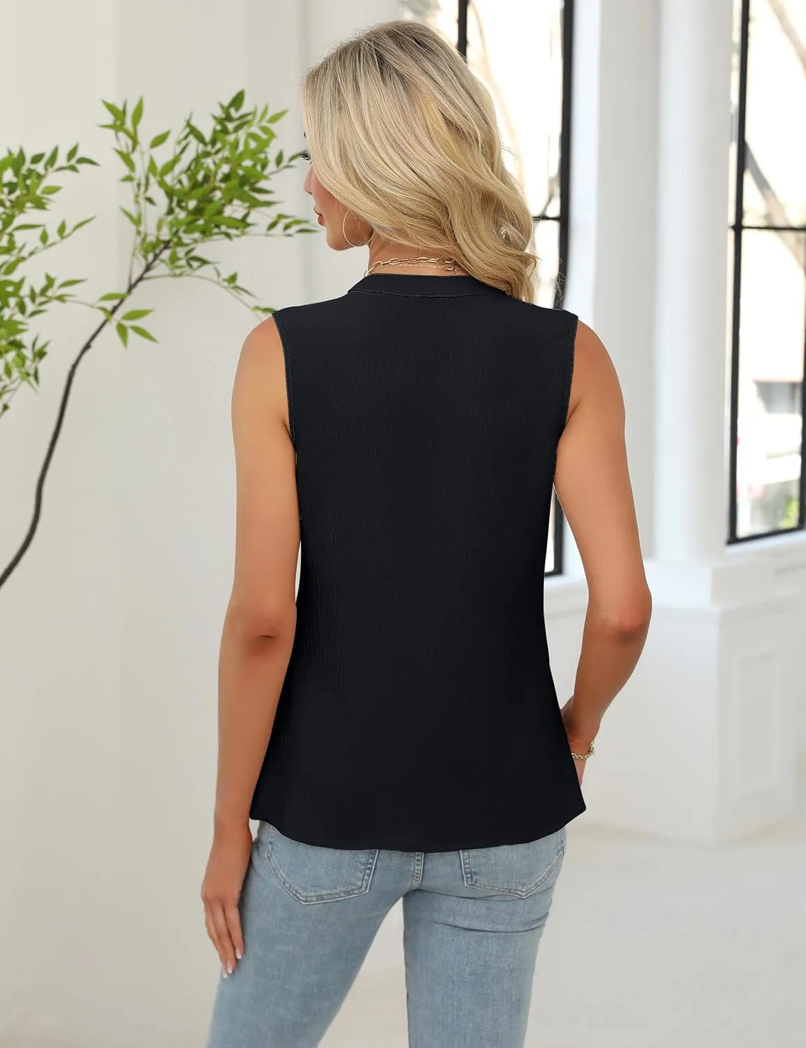 Blooming Jelly Womens Summer Button Down Tank Tops Work Dressy Casual Blouses Pleated Sleeveless Trendy Shirts 2025