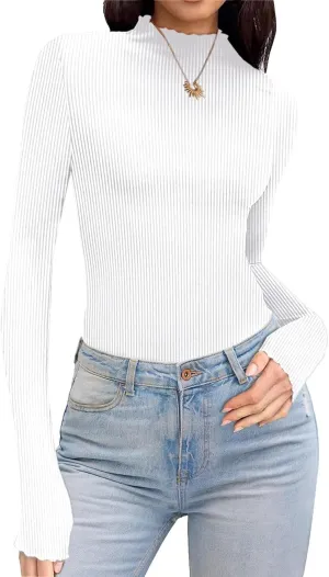 Blouses for Womens Dressy Casaul Slim Fitted Long Sleeve Shirts Solid Color Daily Basic Tee Girls Fashion Fall Top