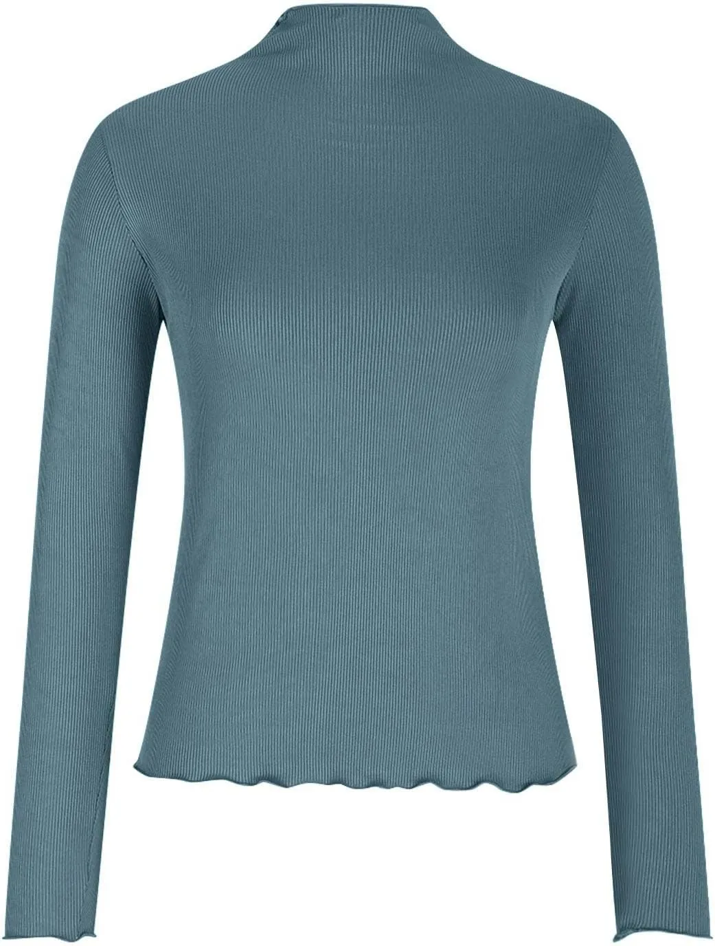 Blouses for Womens Dressy Casaul Slim Fitted Long Sleeve Shirts Solid Color Daily Basic Tee Girls Fashion Fall Top