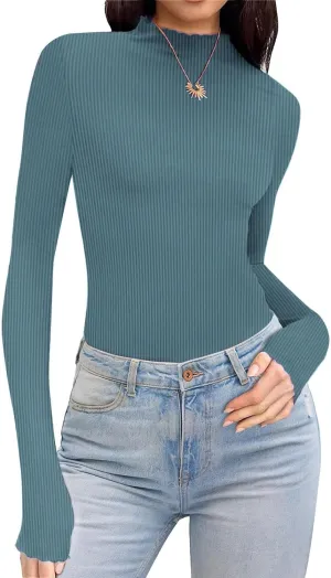 Blouses for Womens Dressy Casaul Slim Fitted Long Sleeve Shirts Solid Color Daily Basic Tee Girls Fashion Fall Top