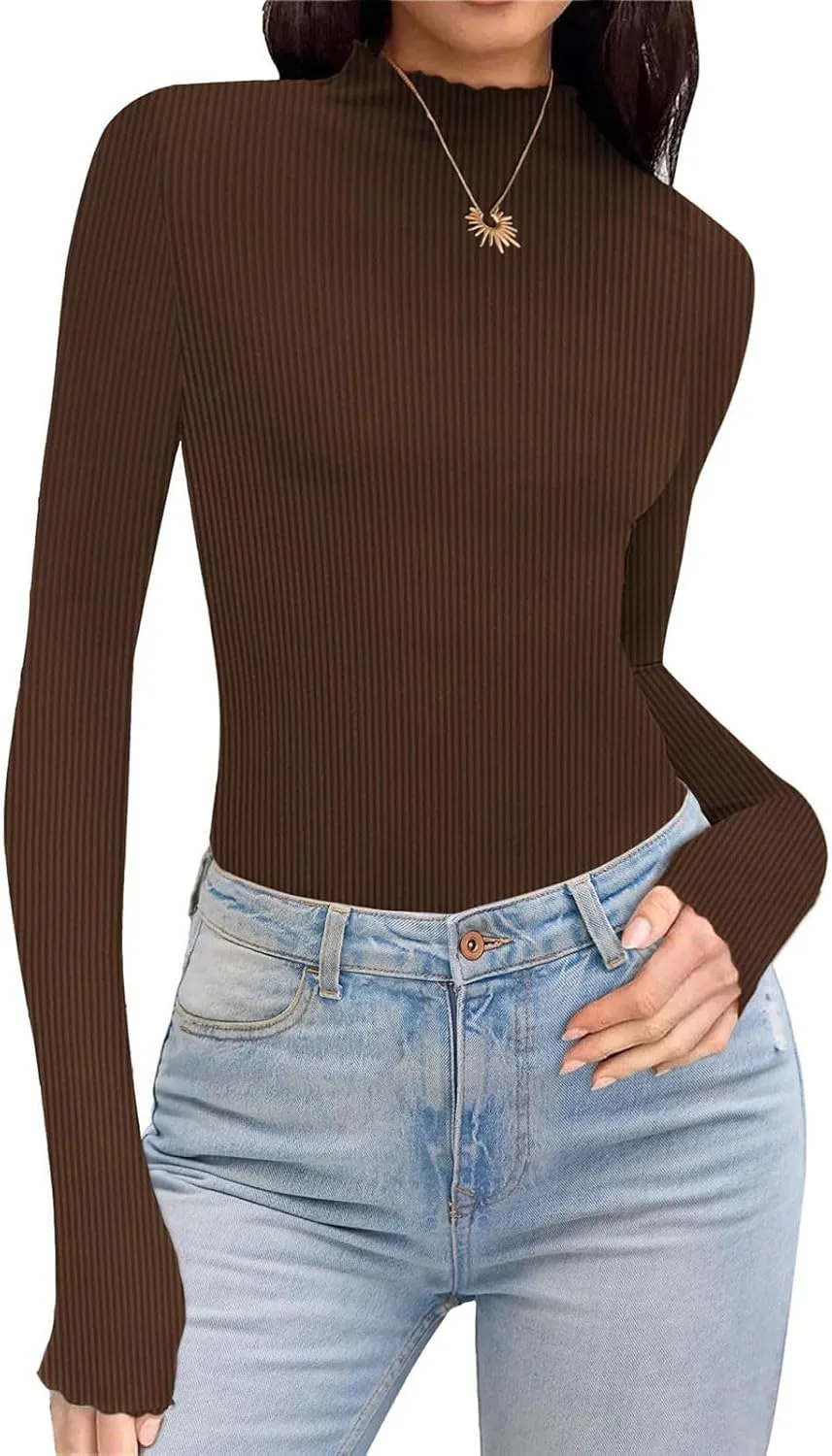 Blouses for Womens Dressy Casaul Slim Fitted Long Sleeve Shirts Solid Color Daily Basic Tee Girls Fashion Fall Top