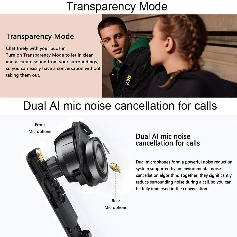 Blue Wireless Active Noise-cancelling Earbuds for Sports