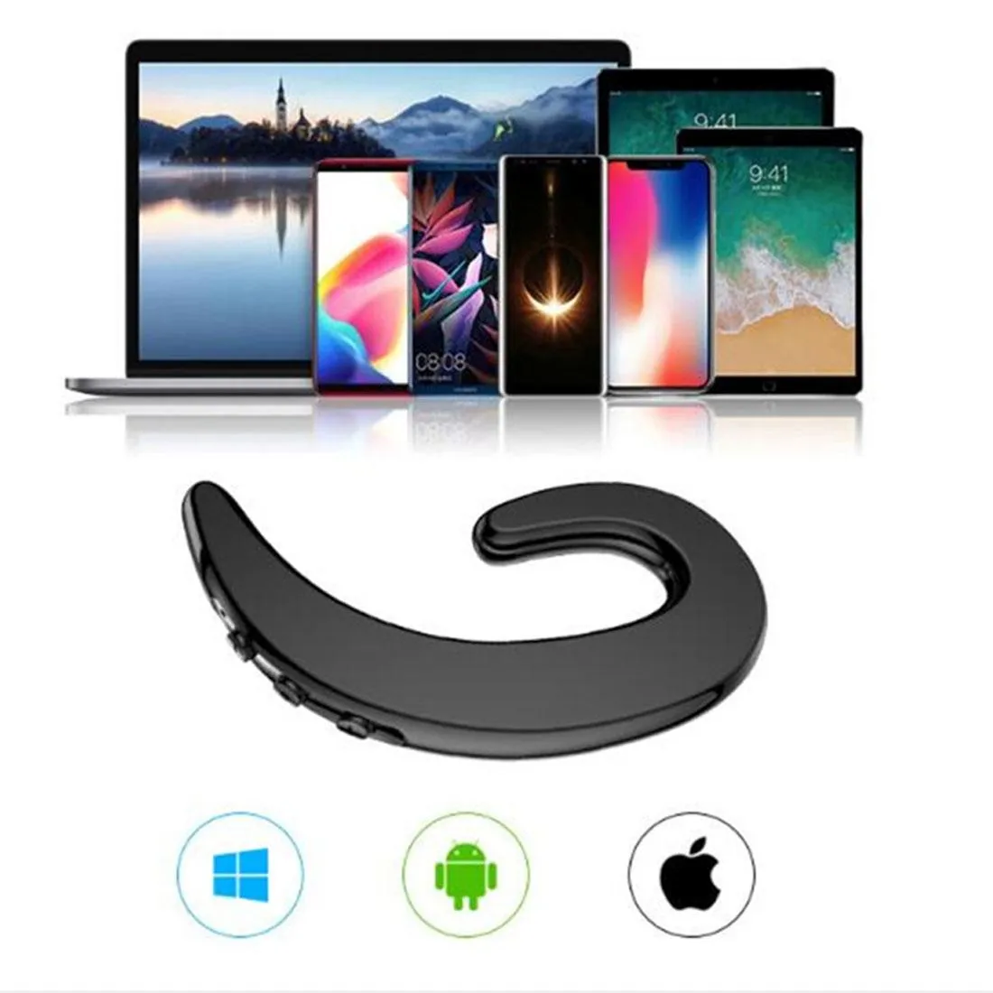 Bluetooth Bone Conduction Sports Earphones with Earhook - V4.1