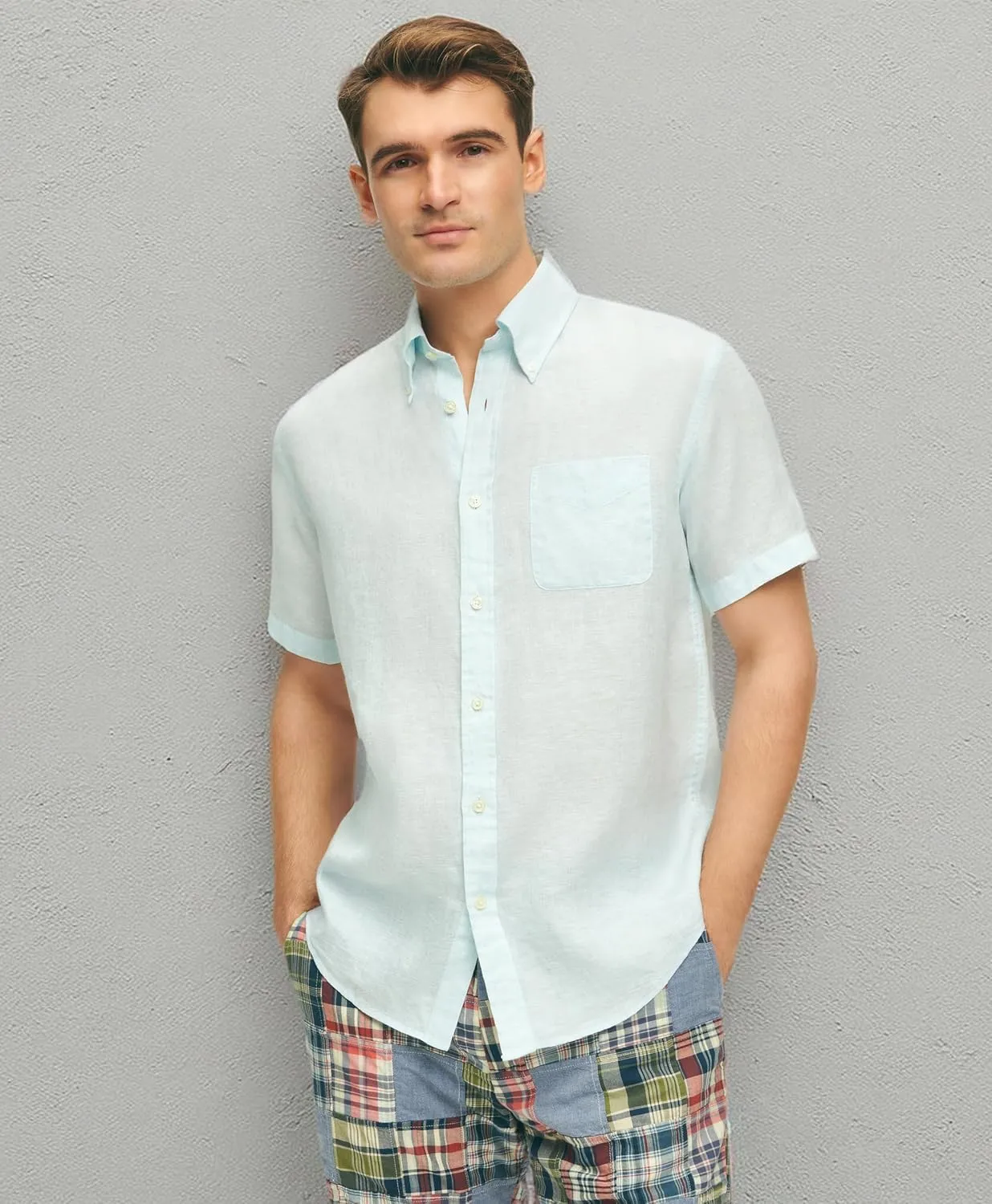 Brooks Brothers Men's Short Sleeve Button Down Sport Shirt