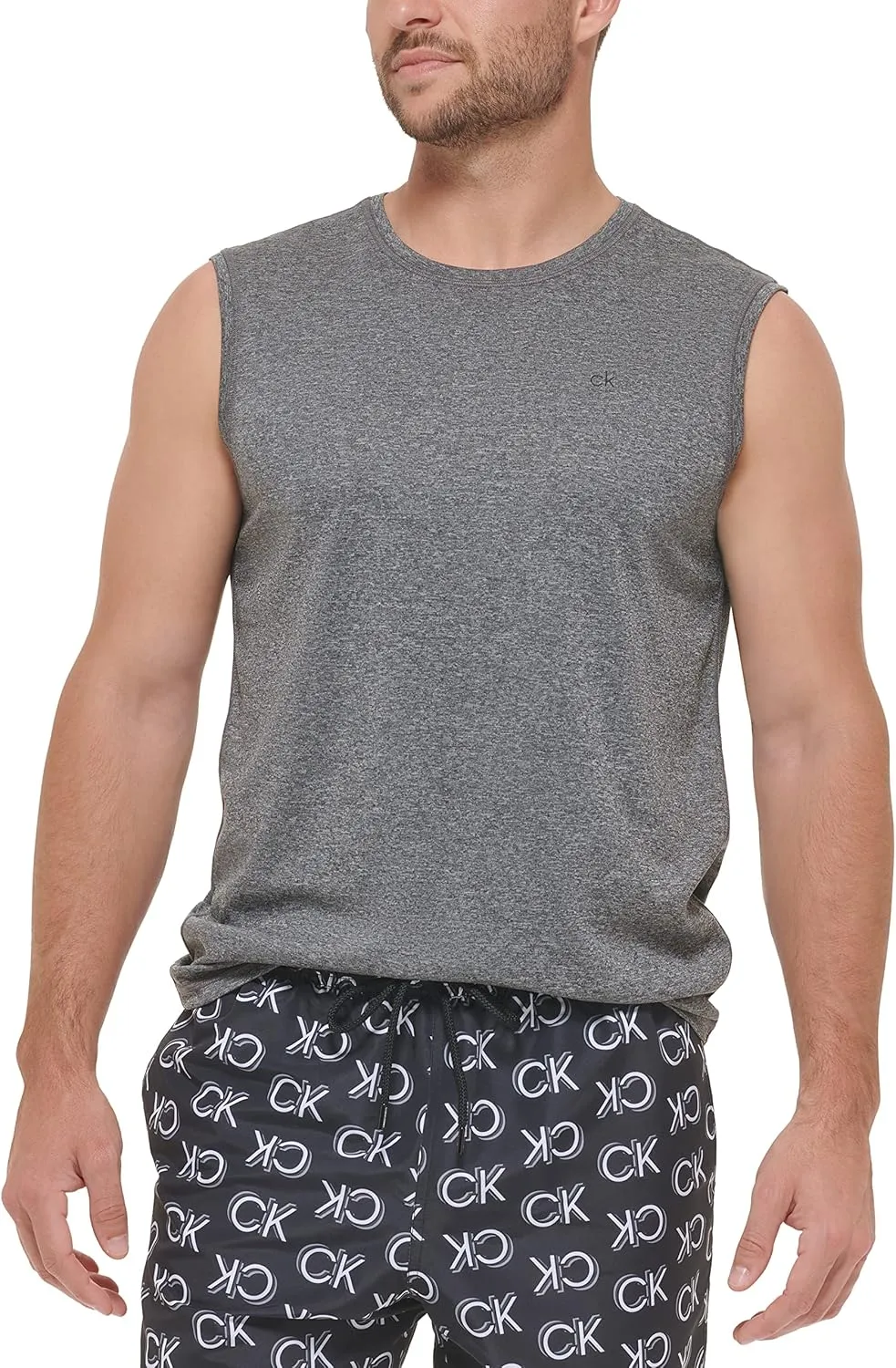 Calvin Klein Men's Standard UPF 40  Sleeveless Quick Dry Swim Shirt