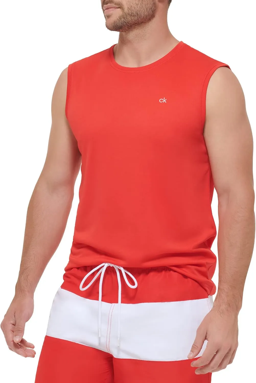 Calvin Klein Men's Standard UPF 40  Sleeveless Quick Dry Swim Shirt