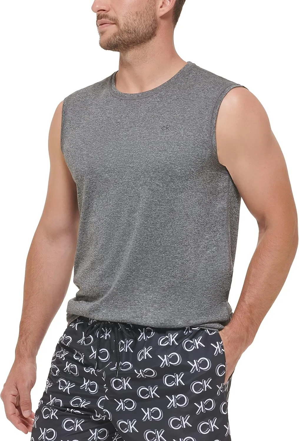 Calvin Klein Men's Standard UPF 40  Sleeveless Quick Dry Swim Shirt