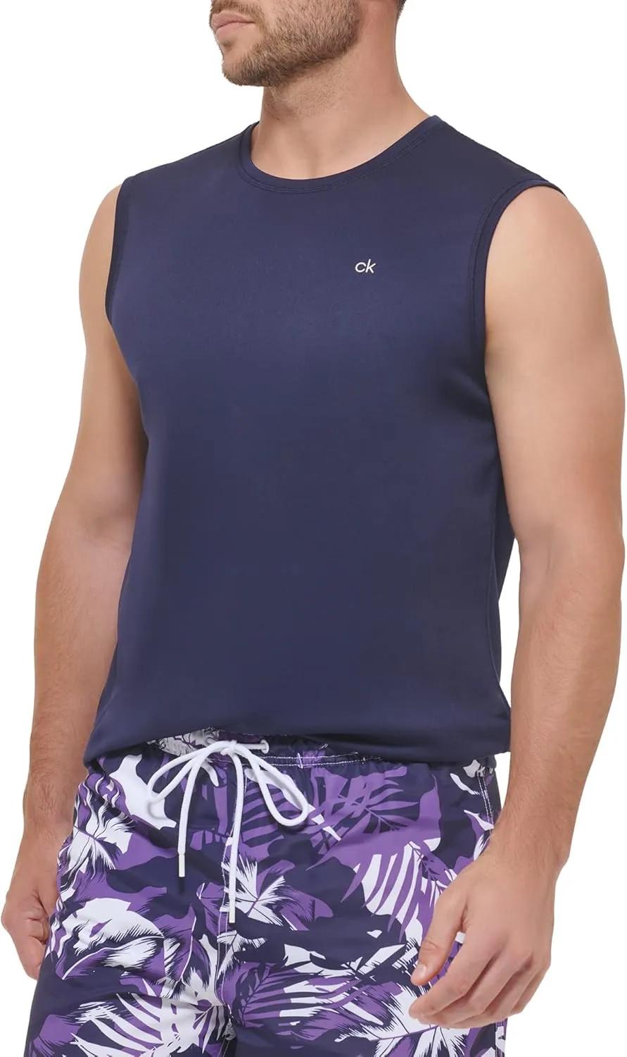 Calvin Klein Men's Standard UPF 40  Sleeveless Quick Dry Swim Shirt