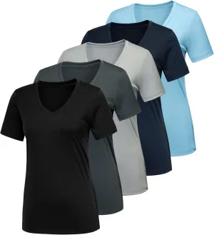 CE' CERDR 5/7 Pack Workout Shirts for Women, Moisture Wicking Quick Dry Active Athletic Women's Gym Performance T Shirts