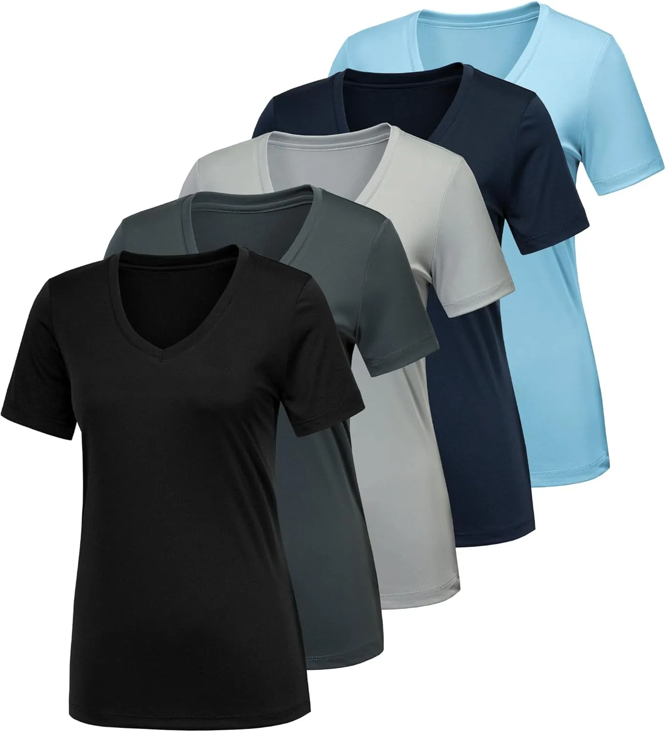 CE' CERDR 5/7 Pack Workout Shirts for Women, Moisture Wicking Quick Dry Active Athletic Women's Gym Performance T Shirts