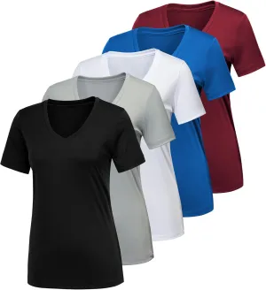 CE' CERDR 5/7 Pack Workout Shirts for Women, Moisture Wicking Quick Dry Active Athletic Women's Gym Performance T Shirts