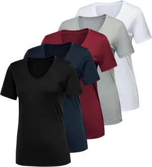 CE' CERDR 5/7 Pack Workout Shirts for Women, Moisture Wicking Quick Dry Active Athletic Women's Gym Performance T Shirts