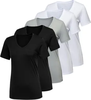 CE' CERDR 5/7 Pack Workout Shirts for Women, Moisture Wicking Quick Dry Active Athletic Women's Gym Performance T Shirts