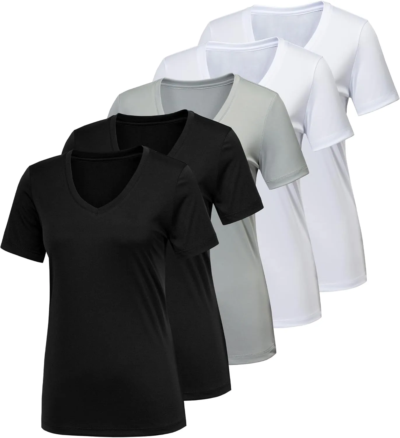 CE' CERDR 5/7 Pack Workout Shirts for Women, Moisture Wicking Quick Dry Active Athletic Women's Gym Performance T Shirts