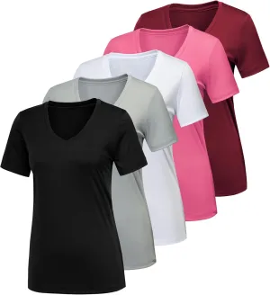 CE' CERDR 5/7 Pack Workout Shirts for Women, Moisture Wicking Quick Dry Active Athletic Women's Gym Performance T Shirts