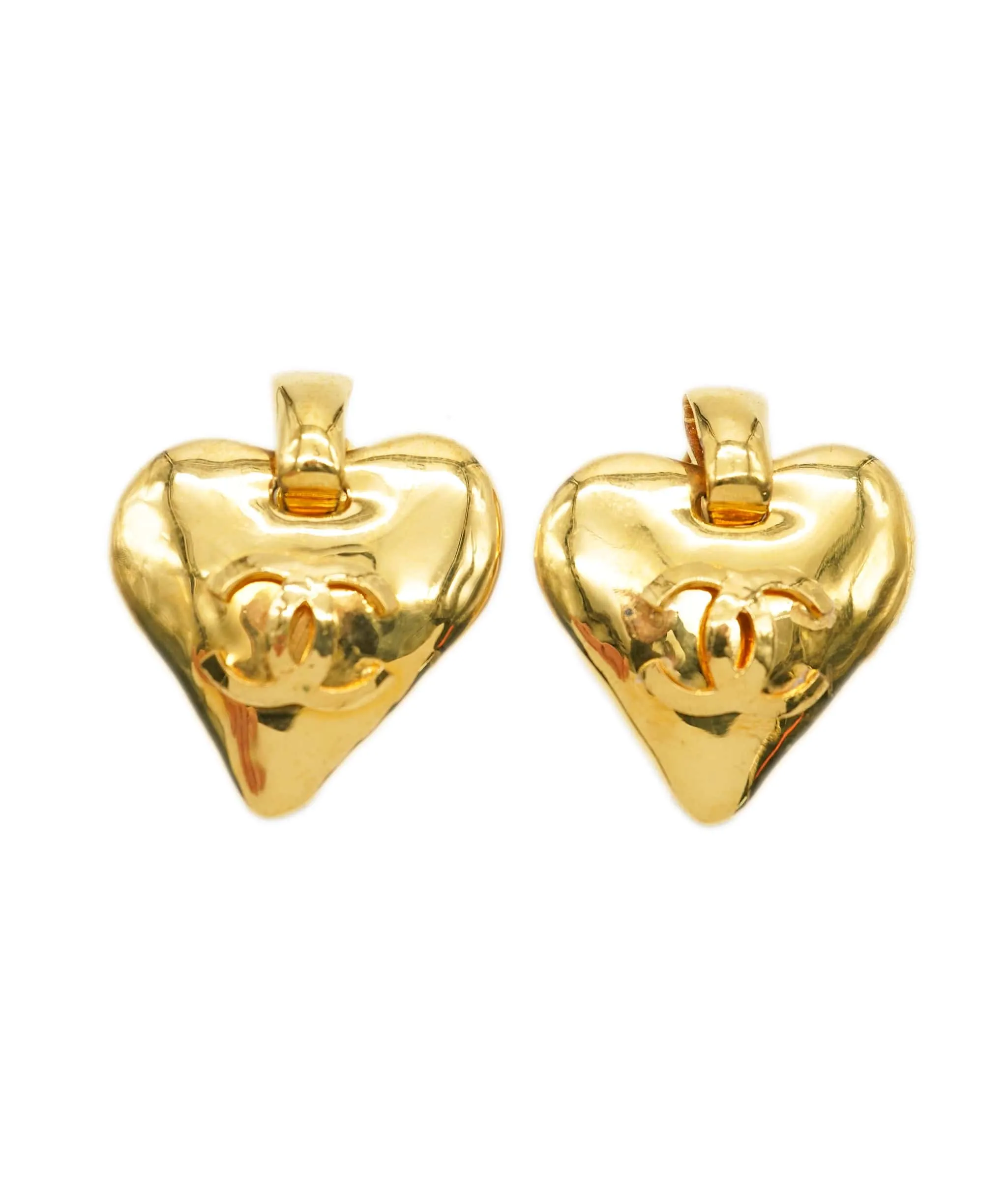 CHANEL VINTAGE LARGE HEART DROP EARRINGS UKL1403