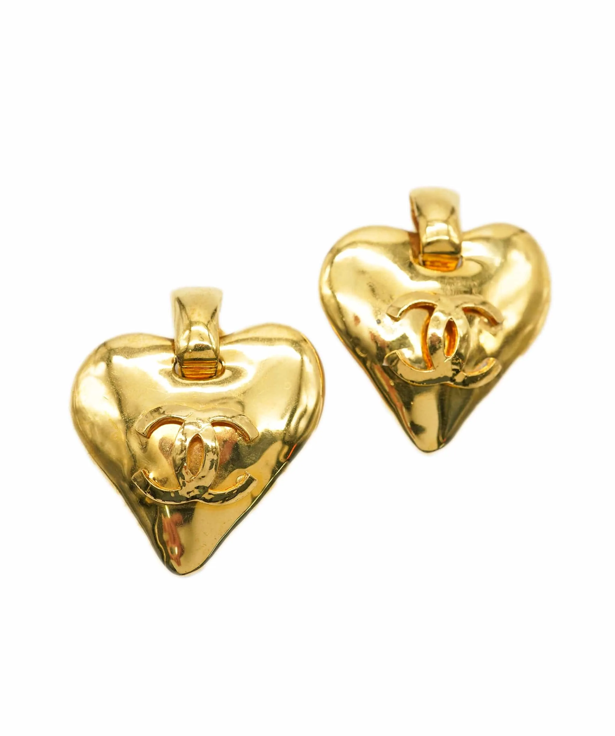 CHANEL VINTAGE LARGE HEART DROP EARRINGS UKL1403