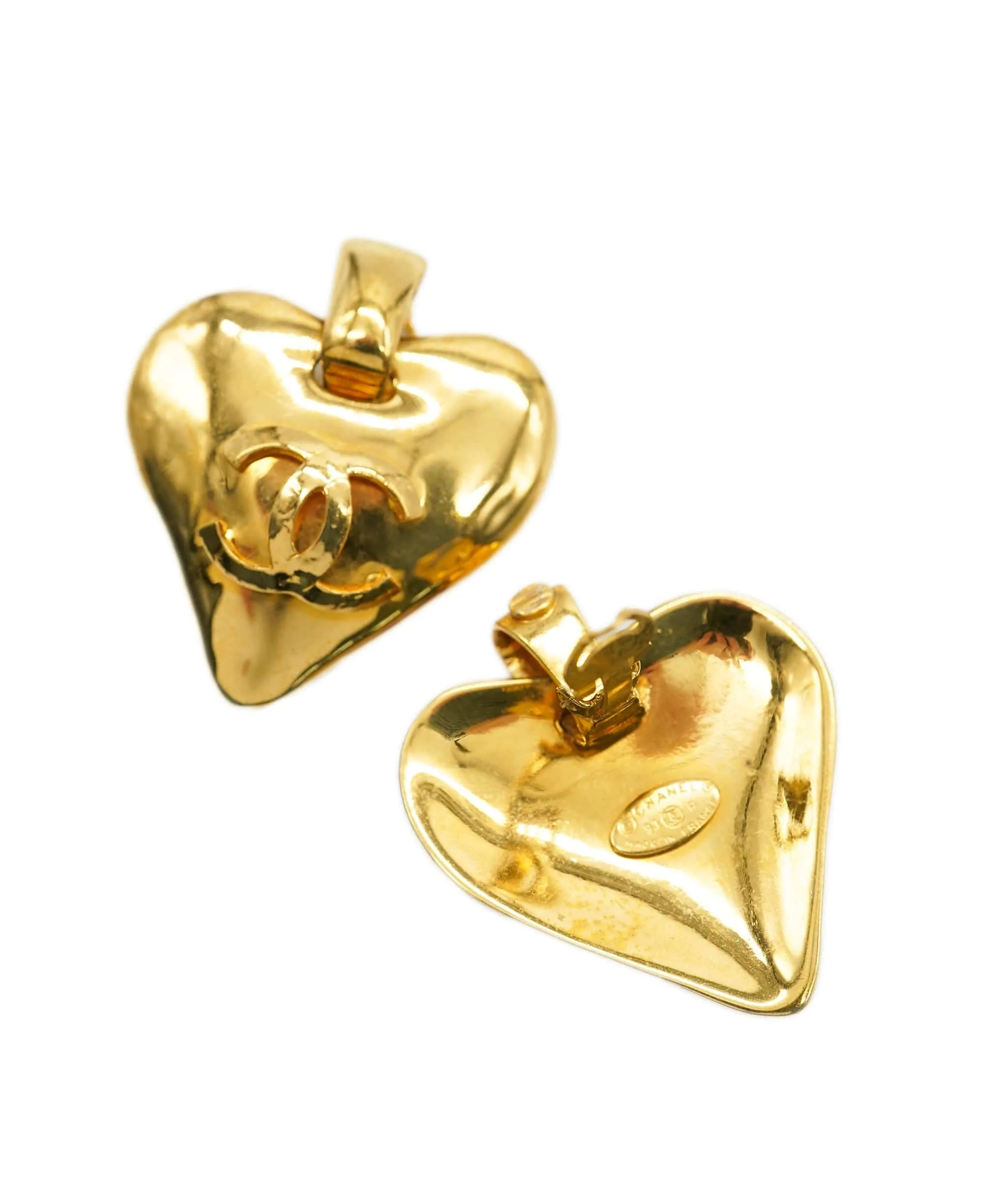 CHANEL VINTAGE LARGE HEART DROP EARRINGS UKL1403