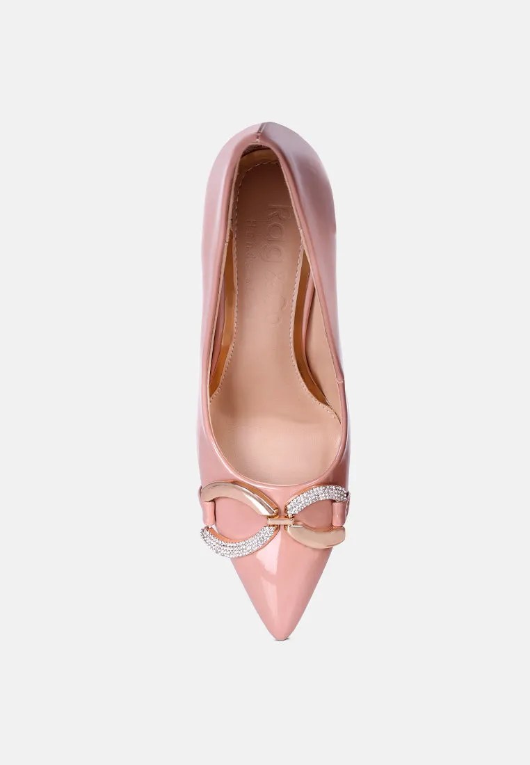 cocktail buckle embellished stiletto pump shoes