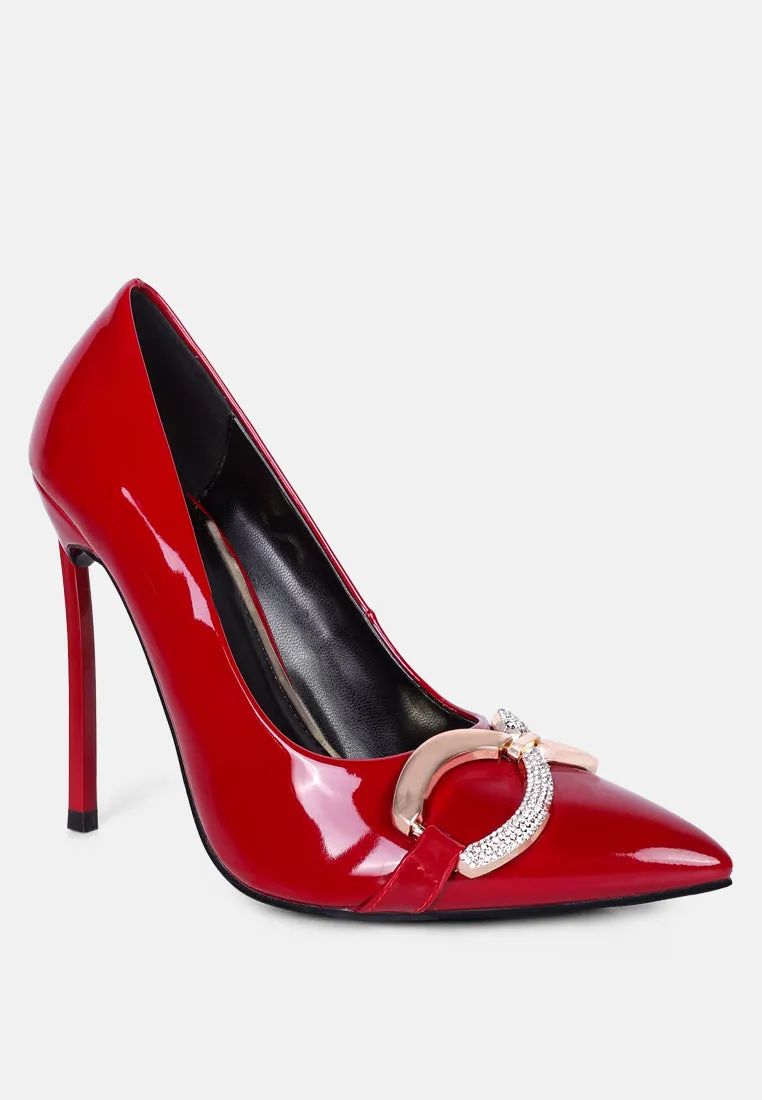 cocktail buckle embellished stiletto pump shoes