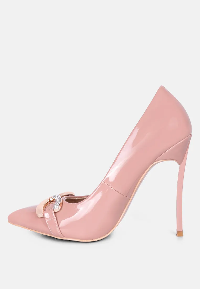 cocktail buckle embellished stiletto pump shoes