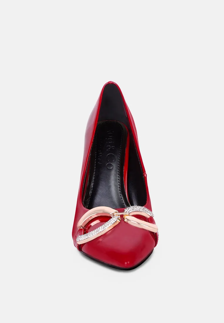 cocktail buckle embellished stiletto pump shoes