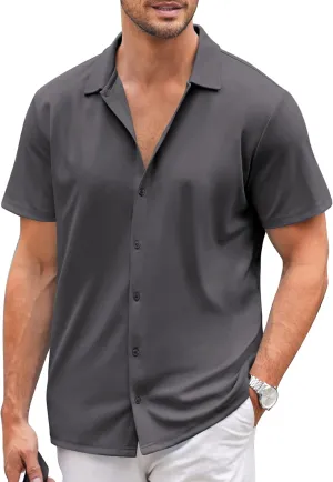 COOFANDY Mens Casual Button Down Shirt Short Sleeve Wrinkle Free Shirts Summer Shirt