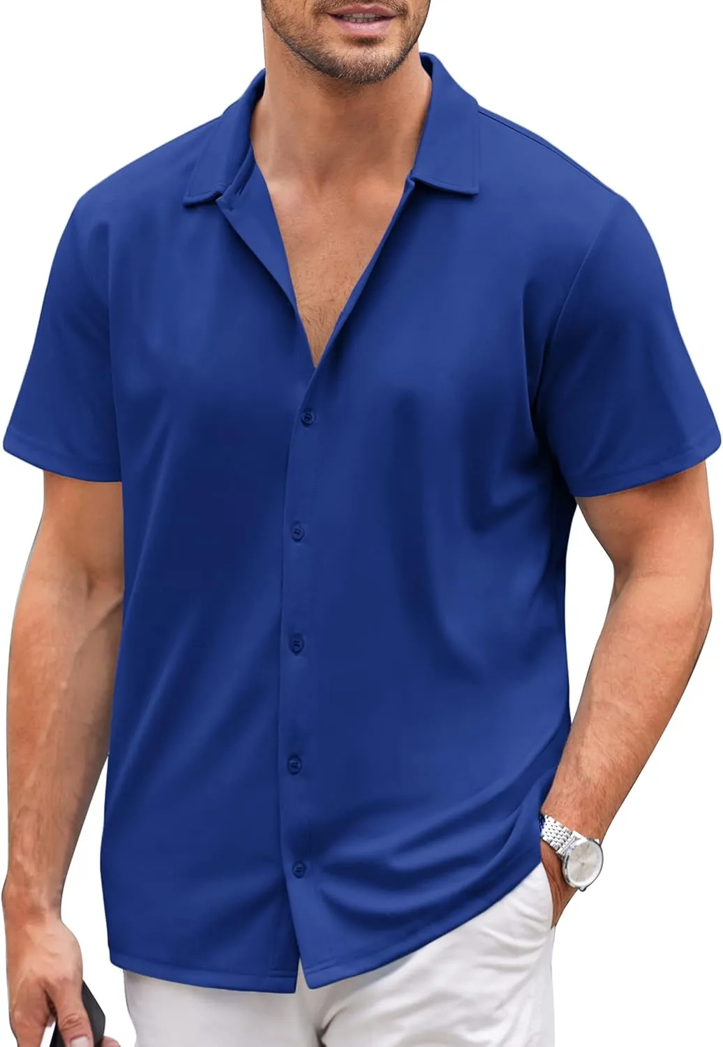 COOFANDY Mens Casual Button Down Shirt Short Sleeve Wrinkle Free Shirts Summer Shirt
