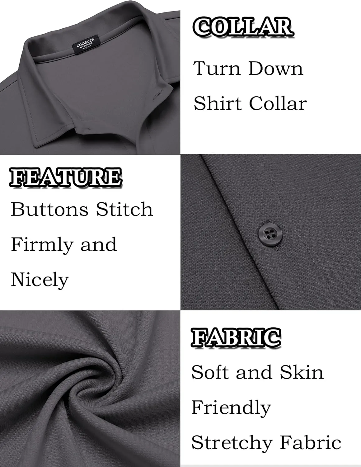 COOFANDY Mens Casual Button Down Shirt Short Sleeve Wrinkle Free Shirts Summer Shirt