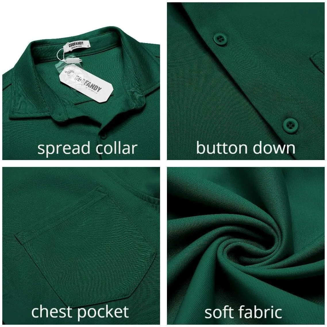COOFANDY Mens Casual Button Down Shirt Untucked Short Sleeve Strech Wrinkle Free Dress Shirts