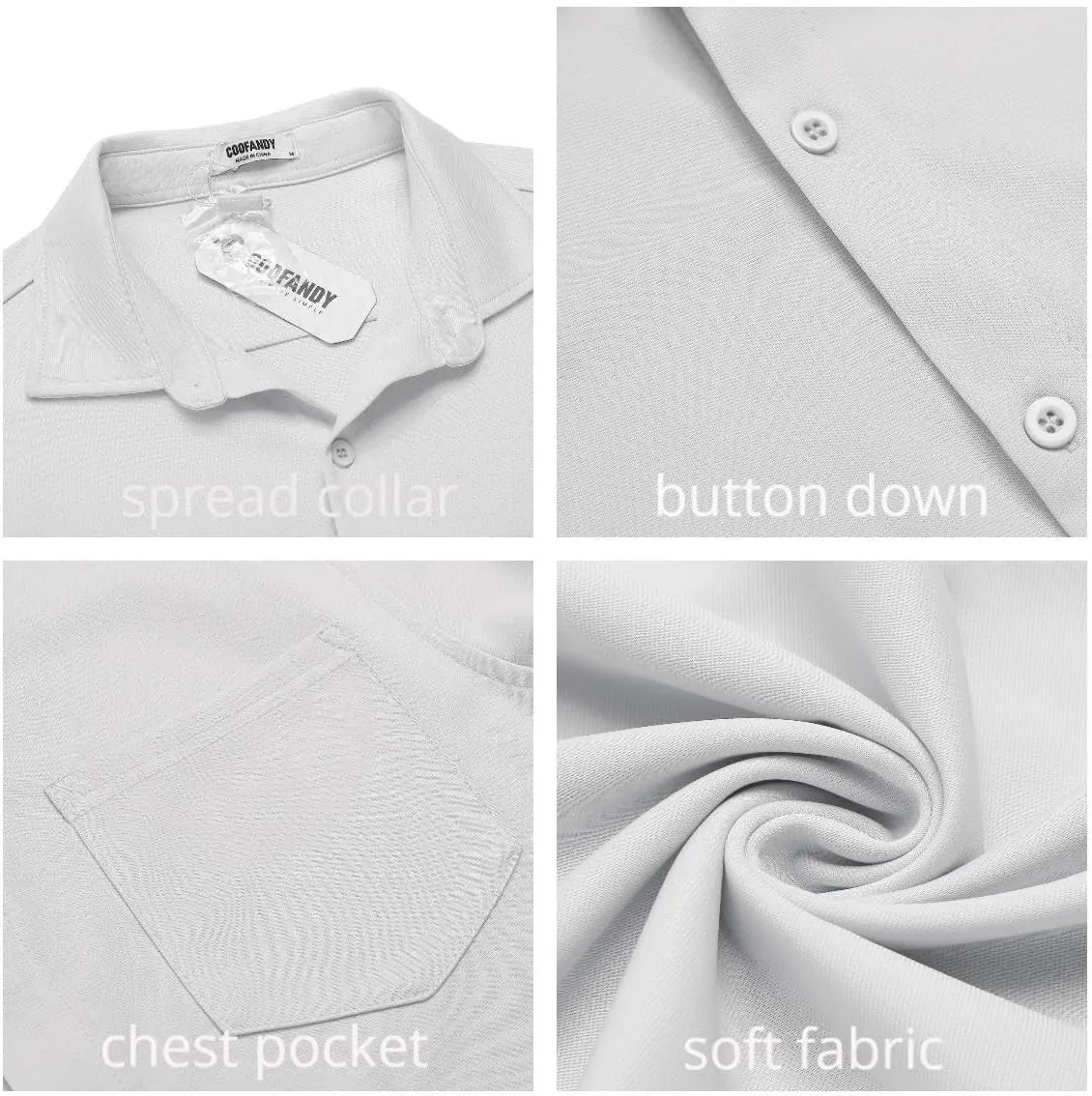 COOFANDY Mens Casual Button Down Shirt Untucked Short Sleeve Strech Wrinkle Free Dress Shirts