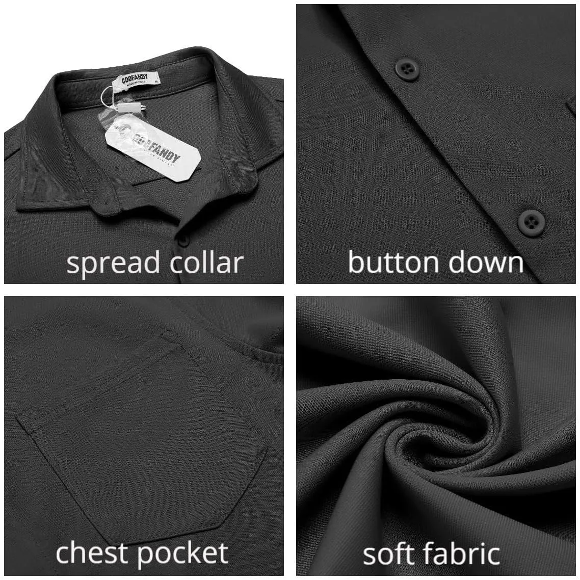 COOFANDY Mens Casual Button Down Shirt Untucked Short Sleeve Strech Wrinkle Free Dress Shirts