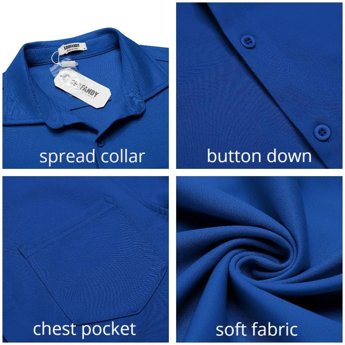COOFANDY Mens Casual Button Down Shirt Untucked Short Sleeve Strech Wrinkle Free Dress Shirts