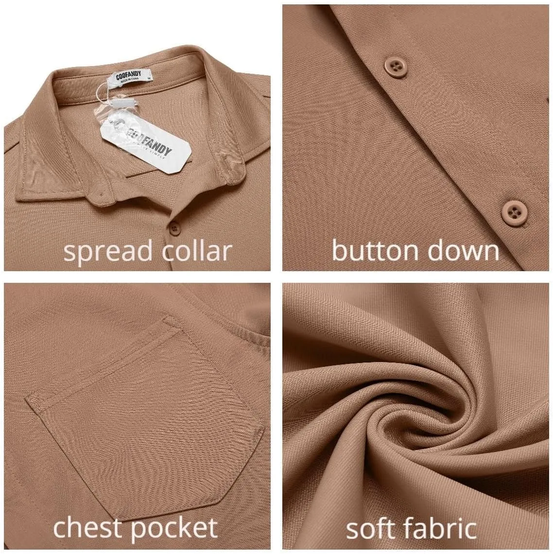 COOFANDY Mens Casual Button Down Shirt Untucked Short Sleeve Strech Wrinkle Free Dress Shirts