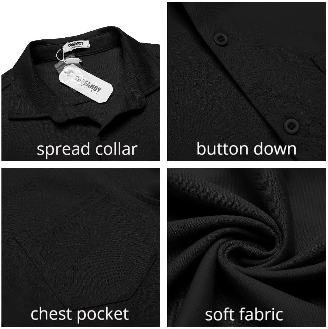 COOFANDY Mens Casual Button Down Shirt Untucked Short Sleeve Strech Wrinkle Free Dress Shirts