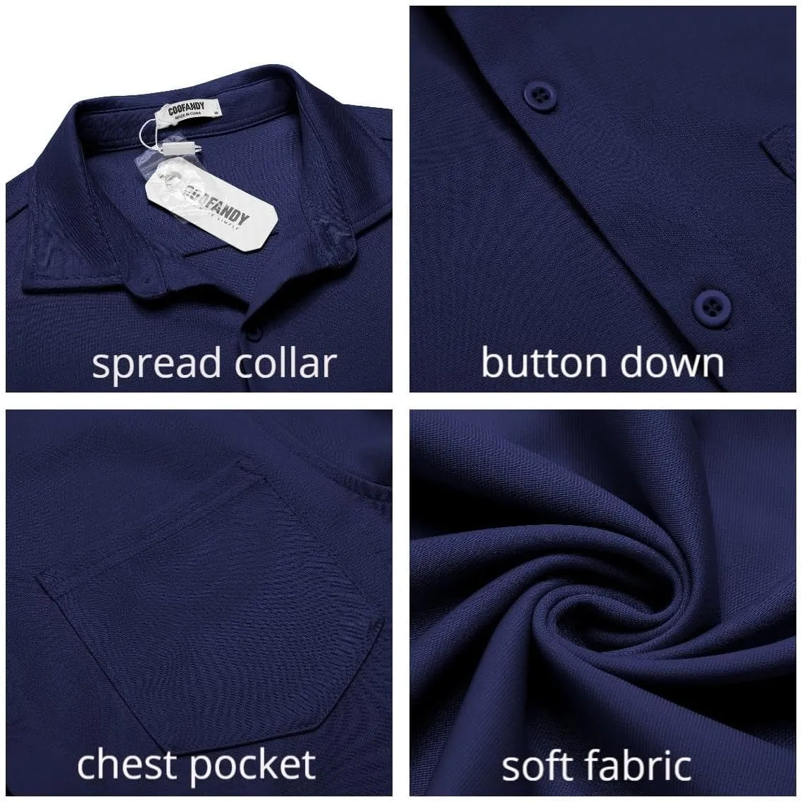 COOFANDY Mens Casual Button Down Shirt Untucked Short Sleeve Strech Wrinkle Free Dress Shirts