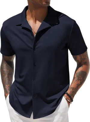 COOFANDY Mens Casual Button Down Shirts Short Sleeve Wrinkle Free Summer Dress Shirt