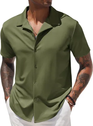 COOFANDY Mens Casual Button Down Shirts Short Sleeve Wrinkle Free Summer Dress Shirt