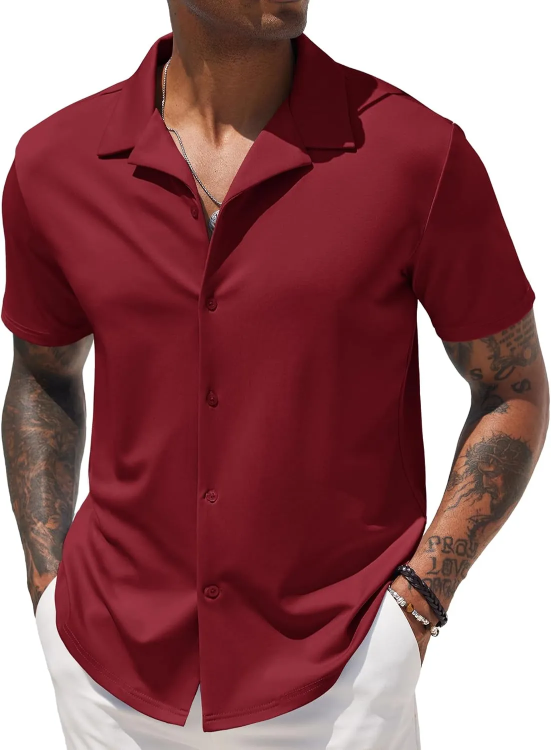 COOFANDY Mens Casual Button Down Shirts Short Sleeve Wrinkle Free Summer Dress Shirt