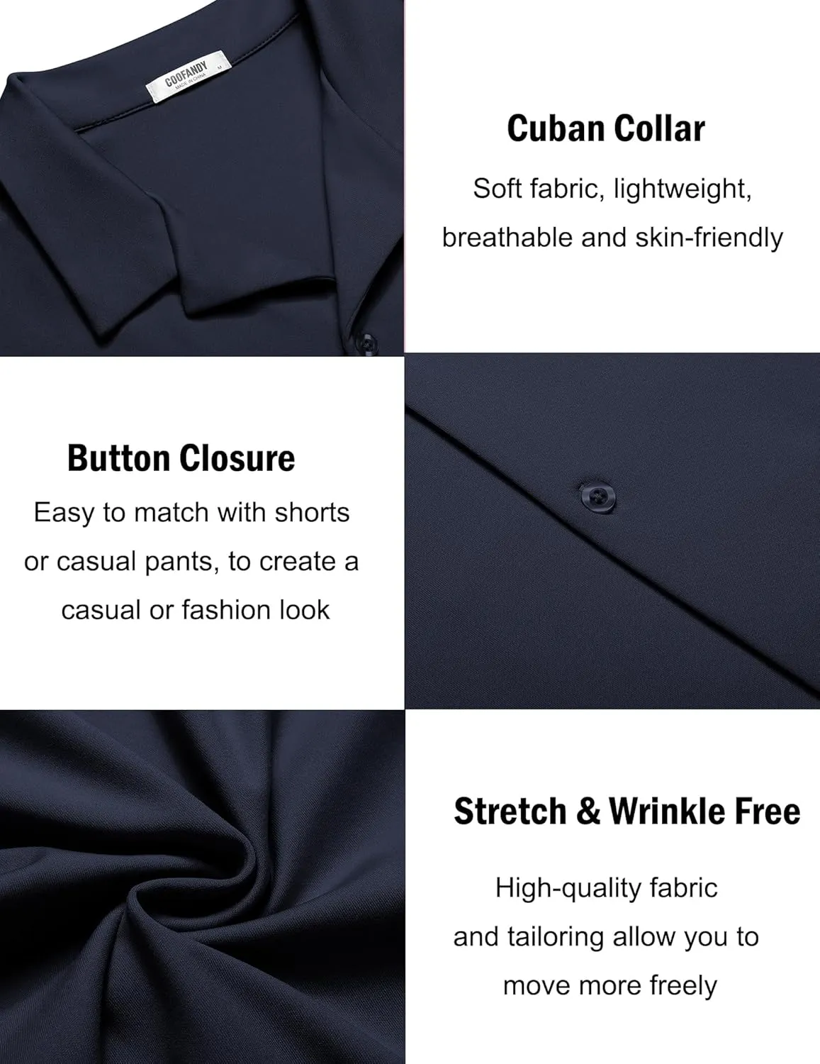 COOFANDY Mens Casual Button Down Shirts Short Sleeve Wrinkle Free Summer Dress Shirt