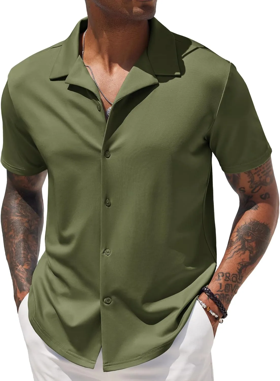 COOFANDY Mens Casual Button Down Shirts Short Sleeve Wrinkle Free Summer Dress Shirt