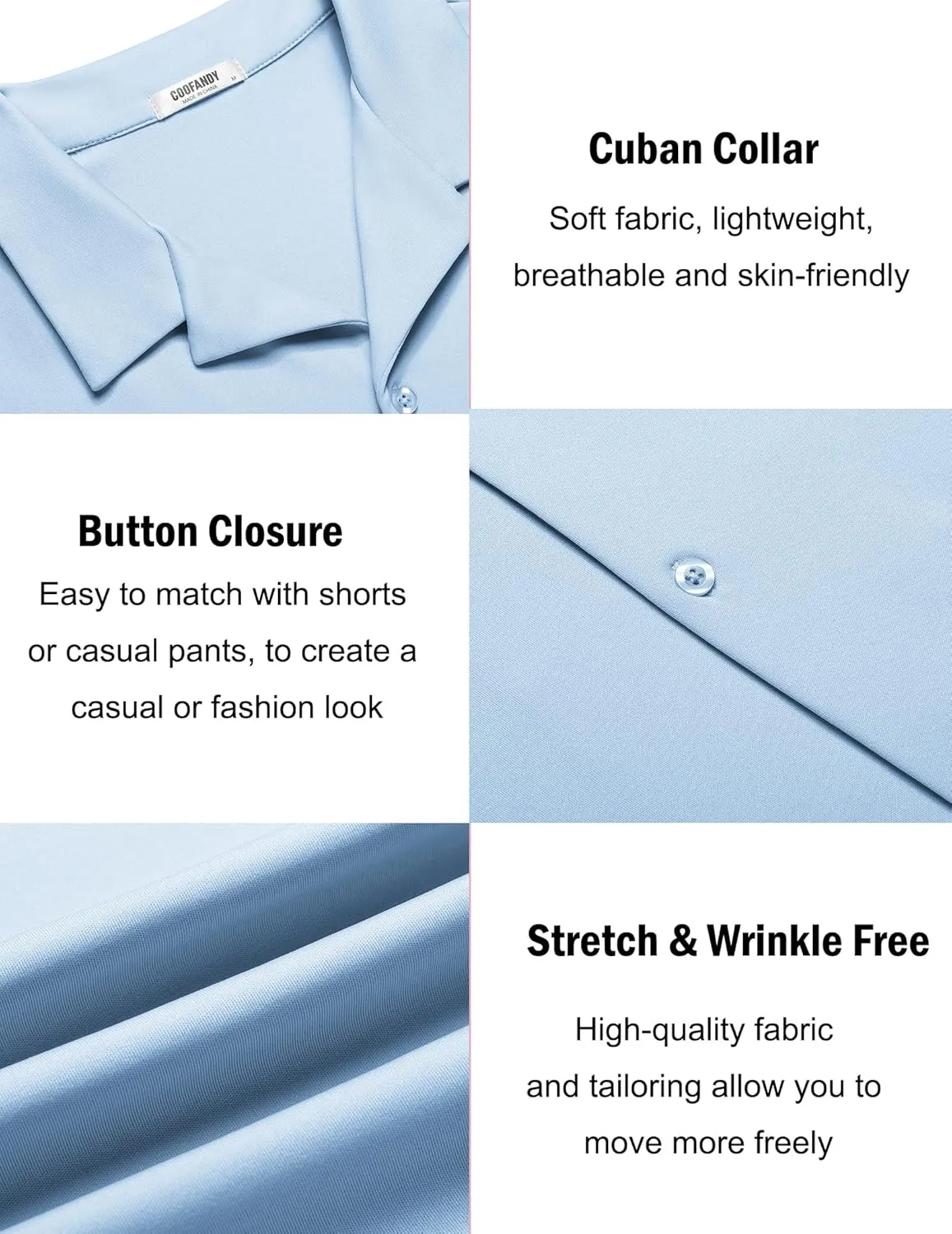 COOFANDY Mens Casual Button Down Shirts Short Sleeve Wrinkle Free Summer Dress Shirt