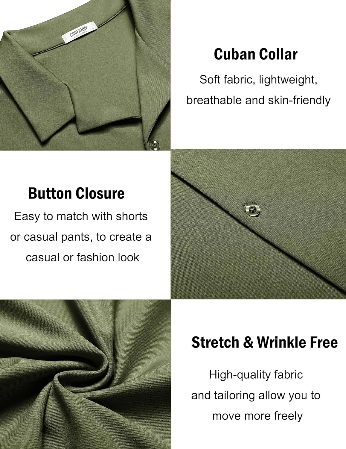 COOFANDY Mens Casual Button Down Shirts Short Sleeve Wrinkle Free Summer Dress Shirt
