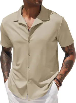 COOFANDY Mens Casual Button Down Shirts Short Sleeve Wrinkle Free Summer Dress Shirt