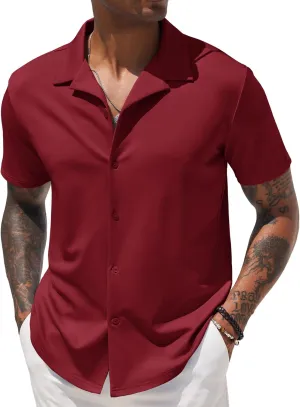 COOFANDY Mens Casual Button Down Shirts Short Sleeve Wrinkle Free Summer Dress Shirt