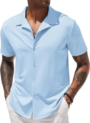 COOFANDY Mens Casual Button Down Shirts Short Sleeve Wrinkle Free Summer Dress Shirt